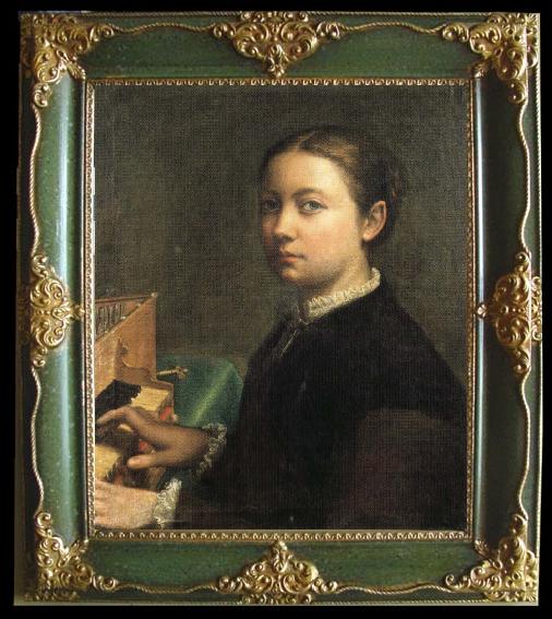 framed  Sofonisba Anguissola Self-Portrait at the Spinet, Ta119-4
